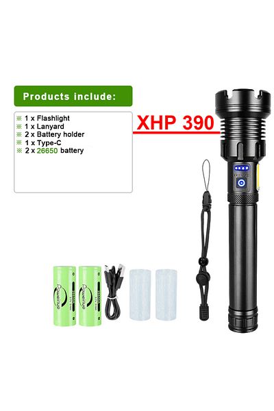 Choice XHP390-B XHP390 Most Powerful Flashlight Usb Rechargeable Flashlight Strong Light Military Tactical