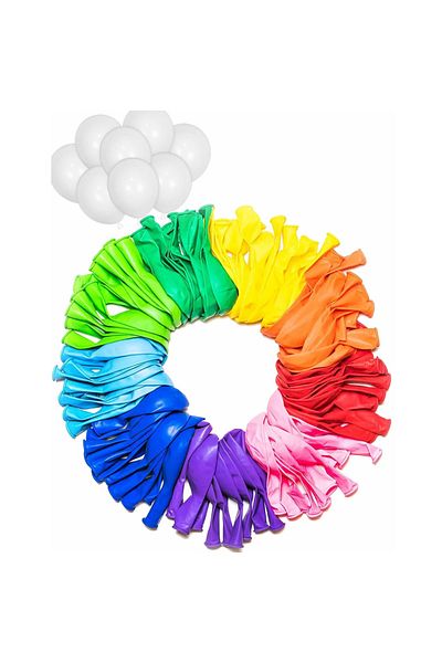 Choice 12INCH MULTI 100Pcs Balloons Rainbow Set 12 Inches, Assorted Bright Colors, Kids Birthday Party Deco
