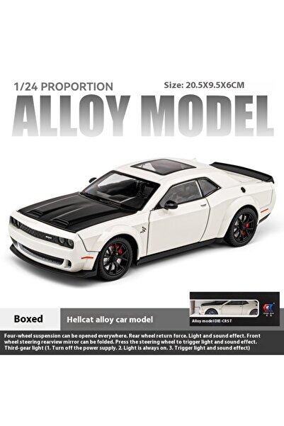 Choice نموذج سيارة سبيكة تشالنجر هيلكات ريد آي بيضاء بمقياس 1:24، صوت وإضاءة،...