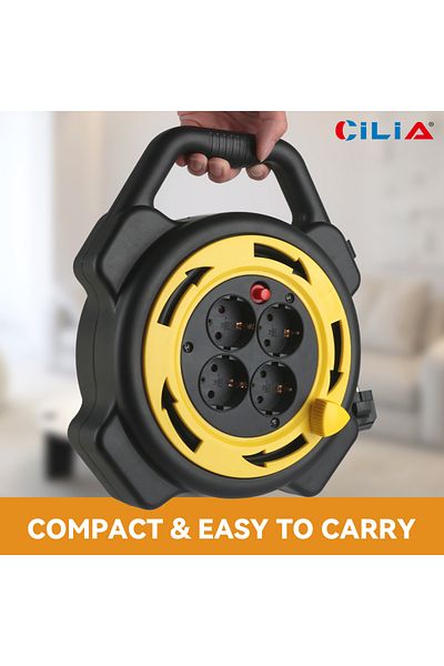 Choice Retractable Extension Cord Reel 10m Multi-Tap Power 3000w Indoor/Cable Reel With 4 Sockets Exten...