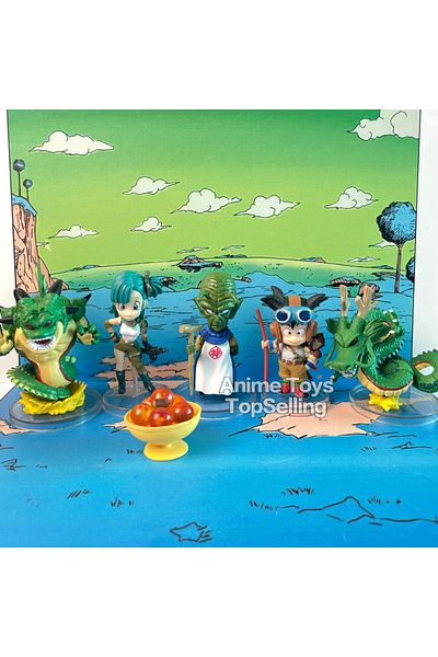 BANDAI 6Pcs-set Anime Dragon Ball Figure Bulma Piccolo Porunga Namek Shenron Son Goku Action Figures Pvc St