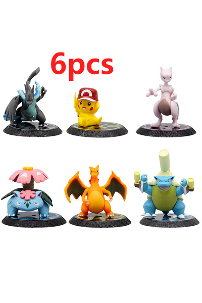 BANDAI بوكيمون ب، 6 شخصيات/مجموعة، مجسمات أنمي، بيكاتشو (6-7 سم)، تشاريزارد، ...