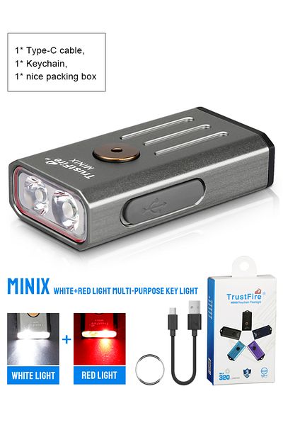 Choice Li-polymer Battery Gray Wihte And Red Trustfire Minix Mini Edc Flashlight Keychain 320lm 365nm Uv La