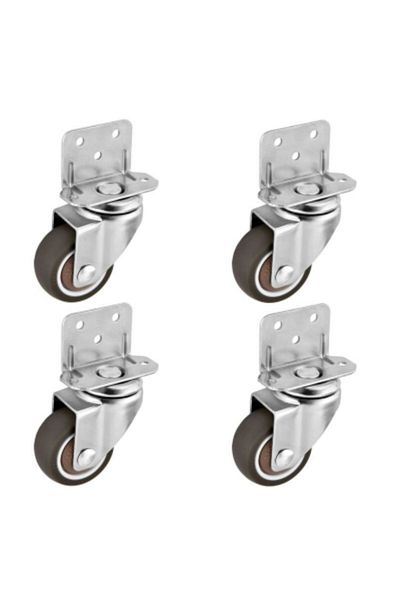 Choice 2 inch no brake 4Pcs L Type Furniture Casters Heavy Duty Soft Rubber Mute Caster Wheels Trolley Baby