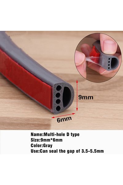 Choice 6M 9X6mm gray New 6M Silicone Rubber Weather Strip I/E/D Type Seal Strip for Doors Windows Self Adhe