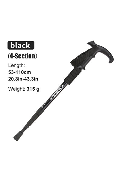 Choice عصا المشي لمسافات طويلة قابلة للطي بمقبض على شكل حرف T، 5 أقسام، عصا تلسكوبية للمشي لمسافات طويلة في الهواء الطلق من أجل نورد