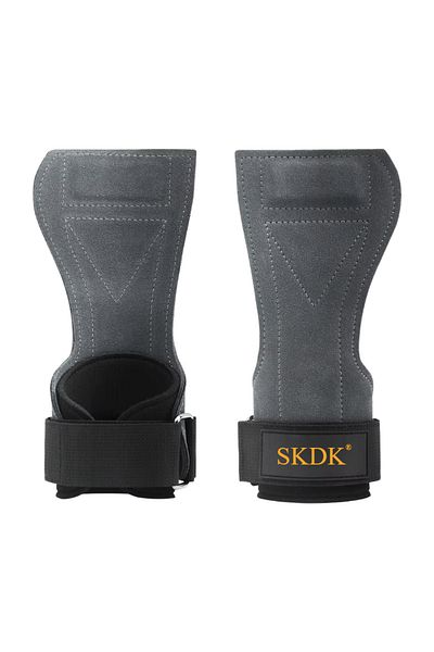 Choice Grey (2Pcs) 2Pcs Cowhide Gym Gloves Grips Anti-Skid Weight Power Belt Lifting Pads Deadlift Workout