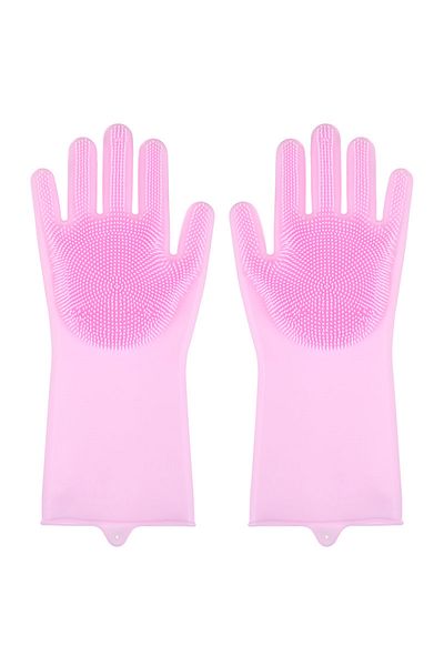 Choice Pink Silicone Dishwashing Gloves Dishwashing and Laundry Insulated Kitchen Cleaning Household Gloves