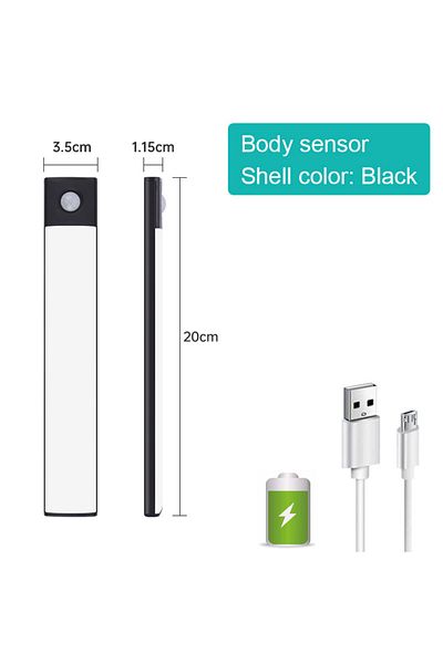 Choice Black 20CM 3 color in One Lamp Motion Sensor Light Wireless LED Night Light USB Rechargeable Night L