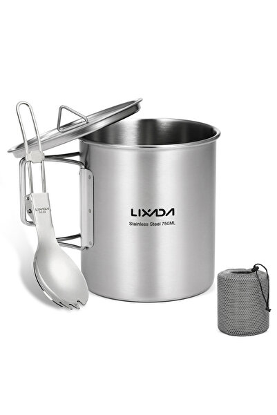 Choice كوب مع ملعقة LIXADA محمول 750 مل من الفولاذ المقاوم للصدأ مع غطاء ومقب...