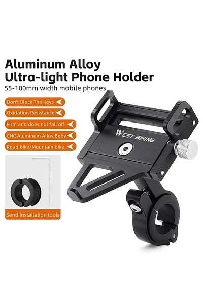 Choice A Bicycle Phone Holder Mount Universal Aluminum Alloy Anti-slip Adjustable Mobile Phone Motorcycle .