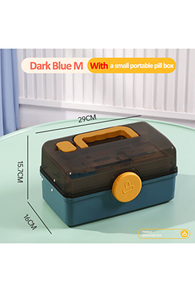 Choice1 صندوق تخزين منظم للأدوية العائلية بسعة كبيرة من 3 طبقات أزرق M، مجموع...