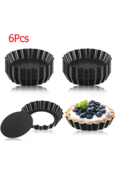 Choice 6 قطع من قوالب التارت الصغيرة LMETJMA مقاس 8 سم، قوالب تارت بيض مع قاعدة قابلة للإزالة، قالب تارت صغير غير لاصق من Flut