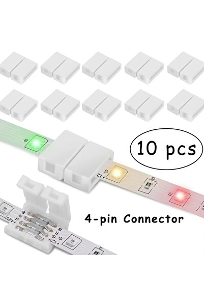 Choice 10 PCS 4-pin 10mm L Shape LED Strip Solderless Connector For 5050/3528...