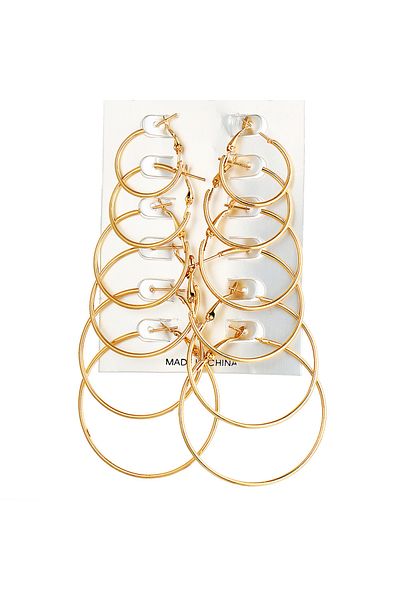 Choice CSEJ16651JCA3 12PCS Set Simple Hoop Earrings Set Big Geometry Round Circle Earring for Women Girls G