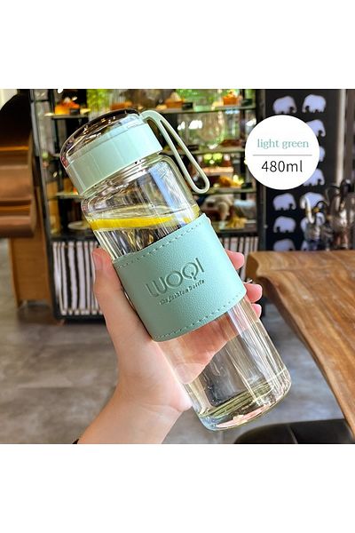 Choice 340-480ml Green 480ml 340ML 480ML Portable Glass Bottle Cute Heat ResistantFor Drink Cold Water Juic