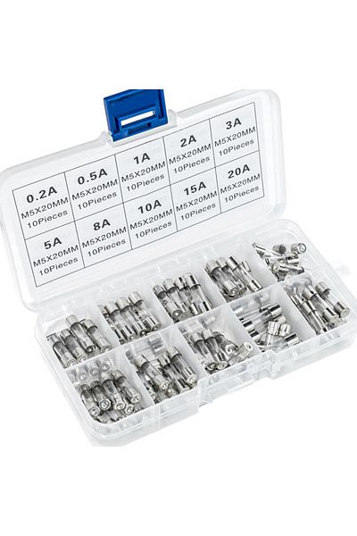 Choice 100Pcs Quick Blow Glass Tube Fuse Assorted Kits Fast-blow Glass Fuses 5×20mm 0.2A-20A