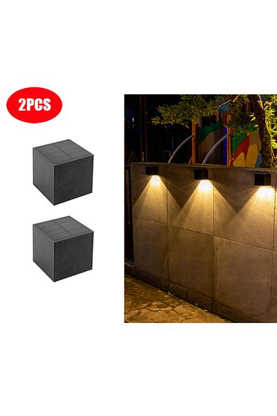 Choice 2PCS LED Solar Light Outdoor Garden Square Wall Lamp Outdoor Courtyard Garden Fence Lighting Wall De
