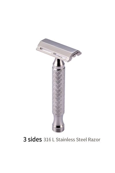 YINTAL 3 Sides CNC 316 L Stainless Steel Material Men Safety Double Edge Razor Shaving With Non-slip Handle