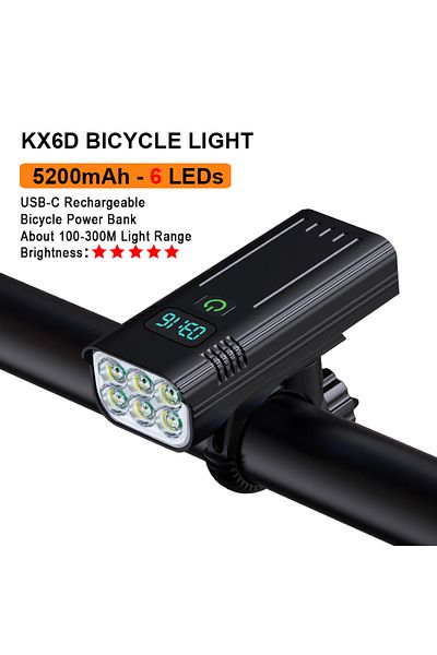 Choice 6T6-5200mAh NATFIRE 12 LED Bike Light High Lumen USB C Rechargeable Aluminum MTB Bicycle Light 10000