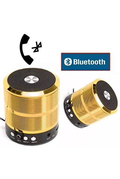 ABYZ Mini difuzor portabil, corp metalic, Bluetooth, card microSD. Radio, Aux, auriu.