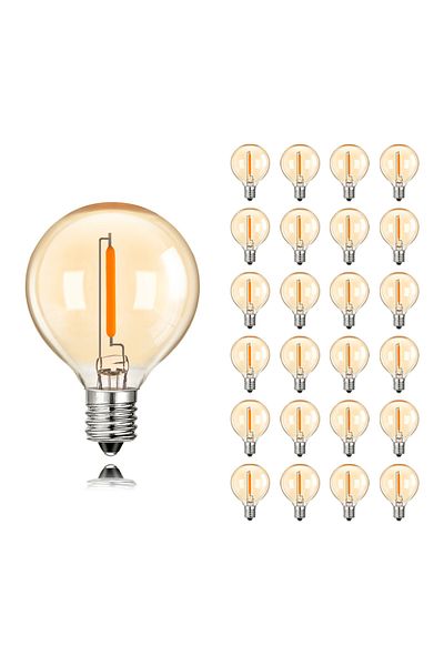 Choice 1W Yes Soft warm 2200K E12 110V 25 Pack 50pcs G40 1W Globe LED Edison Bulb Vintage Gold Tint Glass E