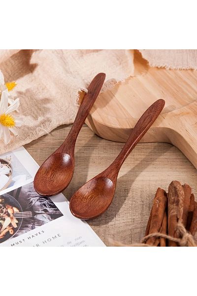 Choice 2PCS 6PCS Wooden Tea Spoon Long Coffee Spoons Small Teaspoon Set Wood Honey Dessert Spoon Coffee Dri