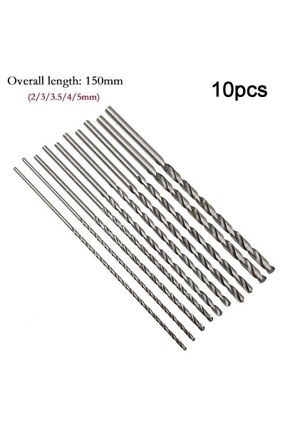 Choice 10Pcs HSS High Speed Steel Drill Bit 2-5mm Punch Holes Set Extra Long 150mm For Electric Drills M...