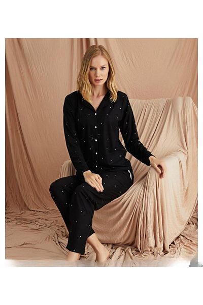 Pijamoni Set pijama dama din piele intoarsa 56607 - Nasturi frontali, 1 bucata