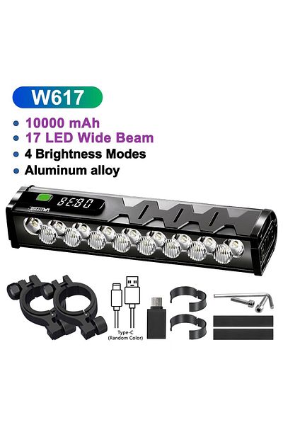 Choice Type A Bicycle Light Front 17LED 25500Lumen Bike Light 10000mAh Waterproof Flashlight USB Charging M