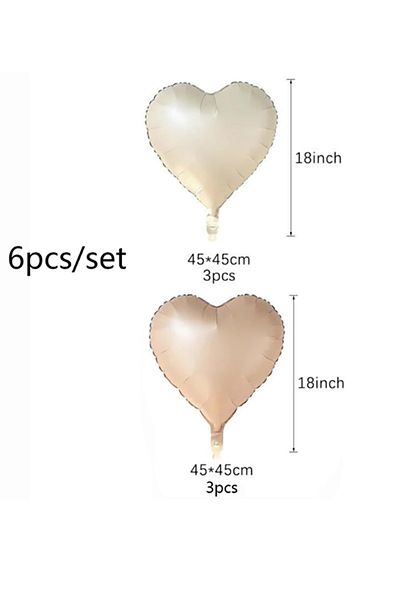 Choice 18inch RUBY 6pcs Cream Caramel Love Aluminum Film Balloon Set Birthday Party Wedding Decoration Ball
