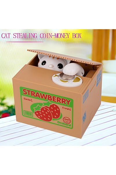 Choice Strawberry Cat Stealing Money Cat Piggy Bank Cartoon Piggy Bank Panda Fun Stealing Money Cat Series