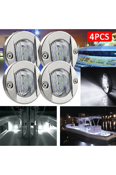 Choice White 4PCS White/Blue Marine Boat Interior Lights 12V LED Boat Deck Courtesy Light 3'' Round Stern T