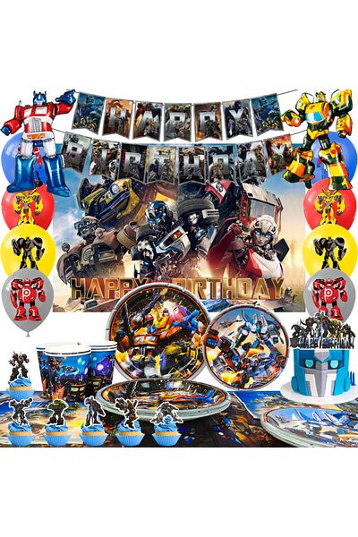 Choice MULTI Party Supplies 84pcs-Dinnerware Deluxe Set Transformers Birthday Party Supplies - Plates, Napk