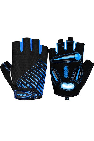 Choice M Blue MOREOK Bike Gloves Half Finger MTB Bicycle Gloves 5mm Gel Pads Shock-absorbing Mountain Bike