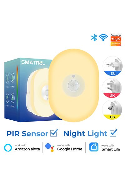 Choice 1PCS EU WiFi Tuya Smart Led Night Light PIR Motion Sensor Eu Us Uk Plug In Wall Lamp Warm White RGB