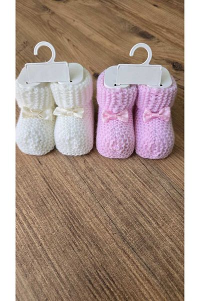 DAPWEAR'S KIDS Special Production Ribbon Knitwear Baby (Newborn) Booties Set of 2
