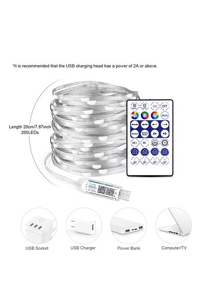 Choice 20m 20m Rgb Christmas Led String Light Usb Bluetooth Fairy Lights Festoon Wedding Camping Outdoor Ga