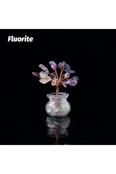 Choice 1PC Fluorite 1PC Natural Crystal Macadam Small Tree Reiki Healing Feng Shui Crystal Tree Artificial