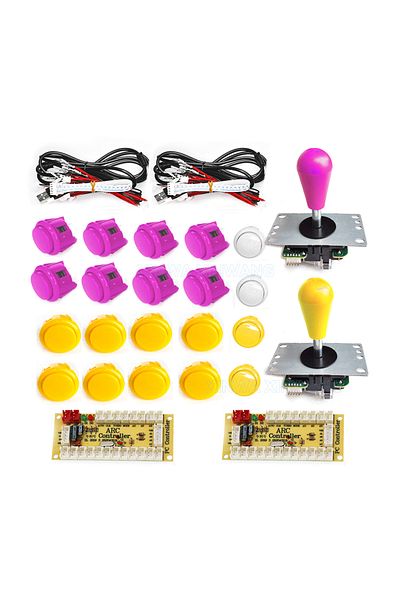 Choice 2P yellow purple Game Arcade joystick DIY Kit Zero Delay USB Controller SANWA 8 Way Joystick 24/ 30m