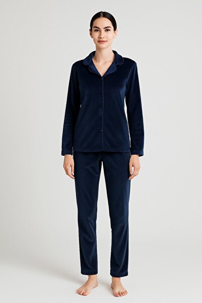Sude Оксамитовий зимовий комплект піжами з коміром - M22/1 - 1 штука