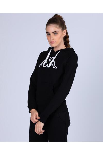 Kappa Logo Belle Slim Kadın Siyah Slim Fit Hoodie
