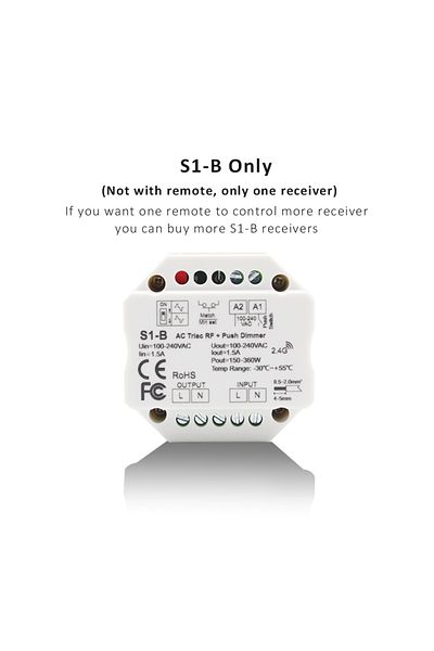 MJJC S1-b Receiver Only S1-b Led Dimmer 220v 2.4g R11 Rf Wireless Remote Triac Dimmer Ac 230v Push D