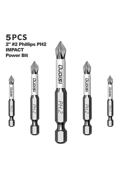 Choice 5pcs 50mm/2inch Phillips Ph2 Impact Screwdriver Bit - Perfect For Plastic, Wood, And Metal Projects!