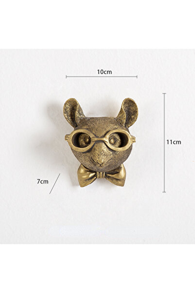 choice2 A Antique Bronze Resin Animal Pendant Golden Deer Head Wall Storage H...