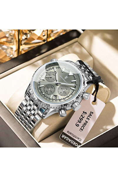 Choice 960 Silver GunColor Luxury Watches For Men Date Chronograph Stainless Steel Man Watch Waterproof Lu