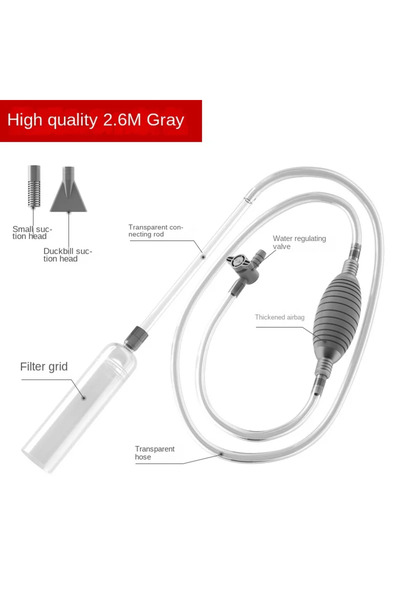Choice 2.6 متر جديد لتغيير مياه حوض السمك، غسالة رمل، مضخة مياه، ممتص مياه حوض السمك، أنبوب سيفون، ما