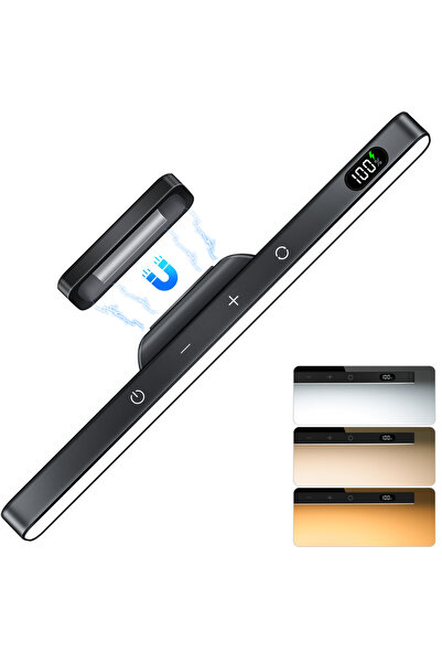 Choice مصباح طاولة أسود من WILLED يعمل باللمس ومصباح مكتب مغناطيسي وبطارية مد...