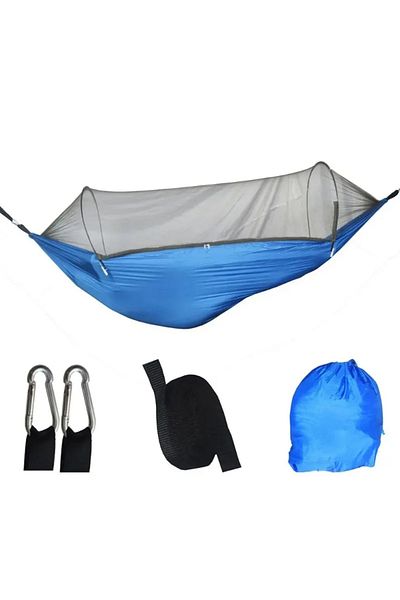 Choice Blue Outdoor Camping Hammock With Mosquito Net Lightweight Hanging Hammocks High Strength Parachute