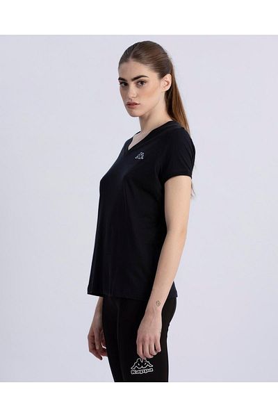 Kappa Dámské černé tričko Regular Fit s logem Cabou